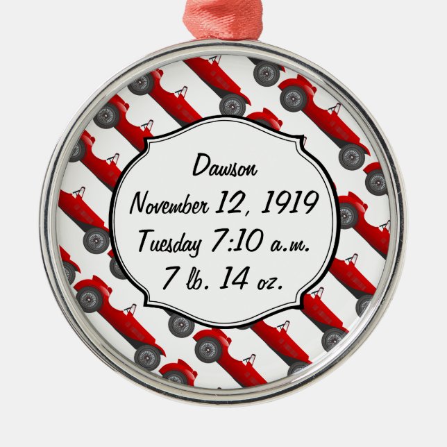 Boys Room Classic Car Gifts Sweet red Retro Car Metal Ornament (Front)