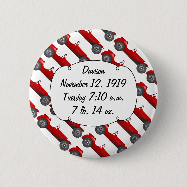 Boys Room Classic Car Gifts Sweet red Retro Car Pinback Button (Front)