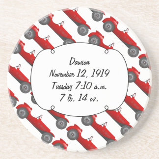 Boys Room Classic Car Gifts Sweet red Retro Car Sandstone Coaster