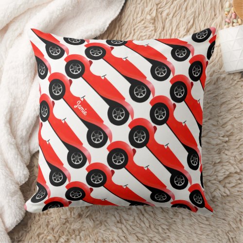 Boys Room Classic Car Gifts Sweet red Retro Car Throw Pillow