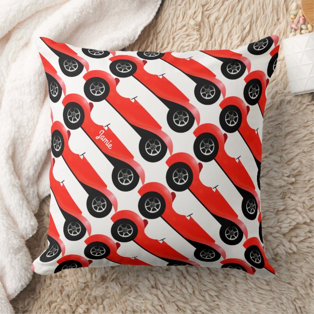 Boys Room Classic Car Gifts Sweet red Retro Car Throw Pillow (Blanket)