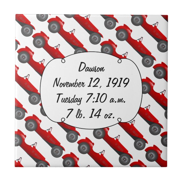 Boys Room Classic Car Gifts Sweet red Retro Car Tile (Front)