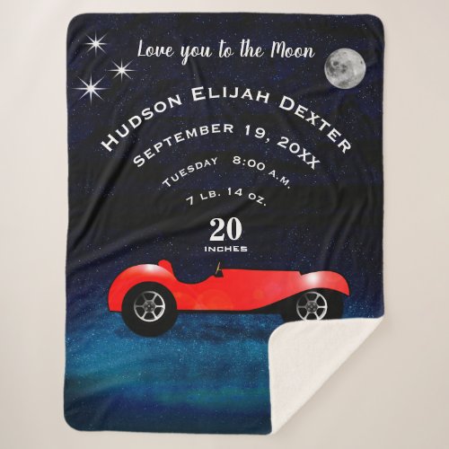 Boys Room Classic Car Love You To the Moon Sherpa Blanket