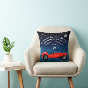 Boys Room Classic Car Love You To the Moon Throw Pillow