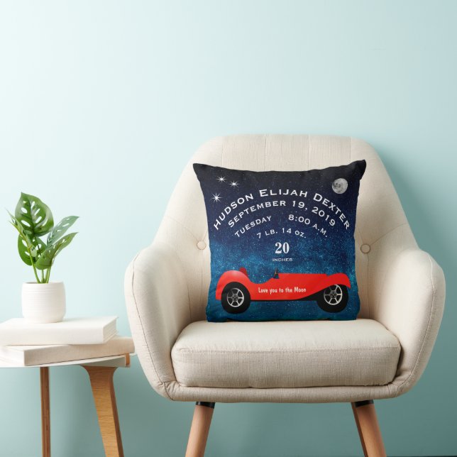Boys Room Classic Car Love You To the Moon Throw Pillow (Chair)