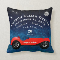 Boys Room Classic Car Love You To the Moon Throw Pillow