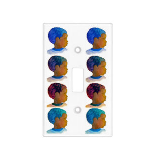 Boys room decor switch plate silhouette Afros