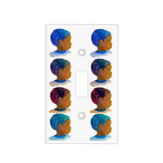 Boys room decor switch plate silhouette Afros