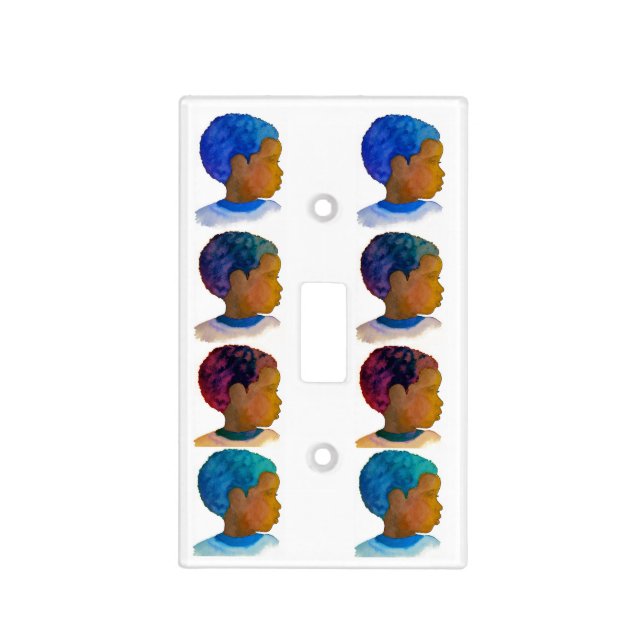 Boys room decor switch plate silhouette Afros (Front)