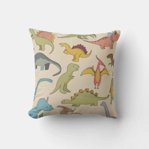Boys Room Dinosaur Pattern Beige Bed Pillow