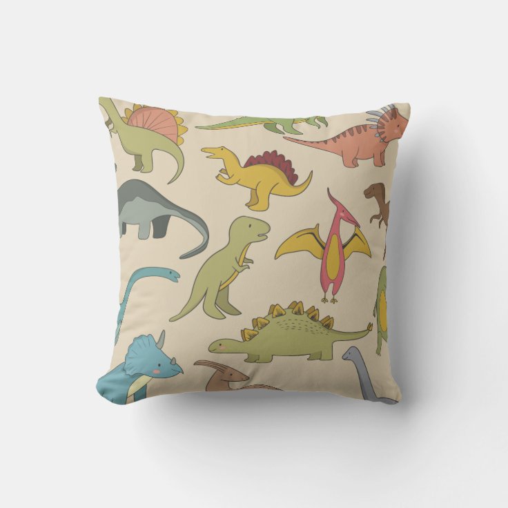 Boys Room Dinosaur Pattern Beige Bed Pillow | Zazzle