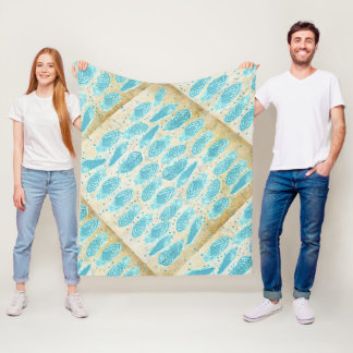 Boys Room Modern Abstract Feather Pattern Fleece Blanket