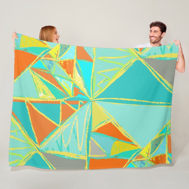 Boys Room Modern Abstract Triangle Pattern Fleece Blanket (In Situ)