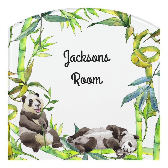 Boys Room Sign with Pandas (Contour Front)