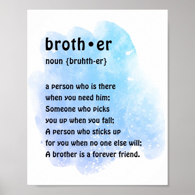 Boys Room Wall Art Brother Definition (Front)