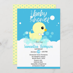 Boys Rubber Ducky Baby Shower Invitations