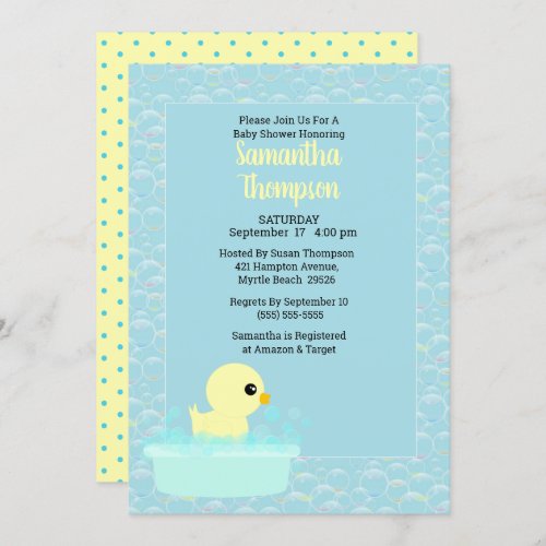 Boys Rubber Ducky Baby Shower Invitations