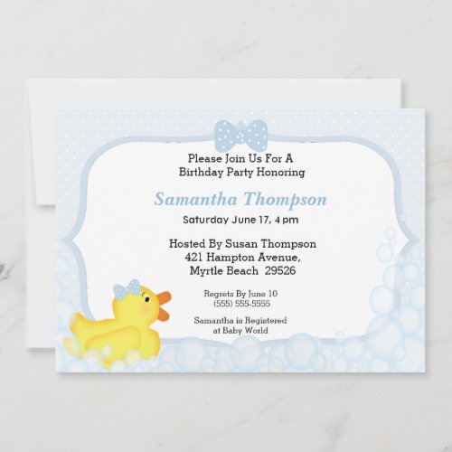 Boys Rubber Ducky Baby Shower Invitations