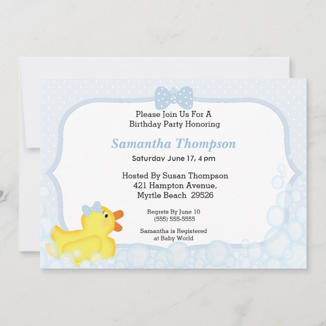Boys Rubber Ducky Baby Shower Invitations (Front)