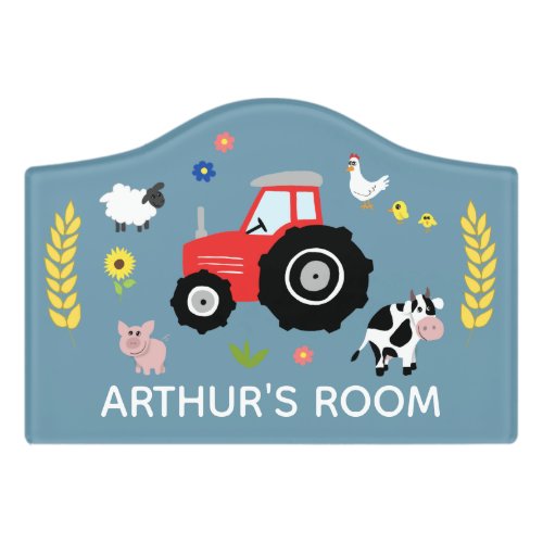 Boys Rustic Cute Farm Animals  Tractor Name Kids Door Sign