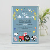 Boys Rustic Farm Tractor Virtual Baby Shower Invitation (Standing Front)