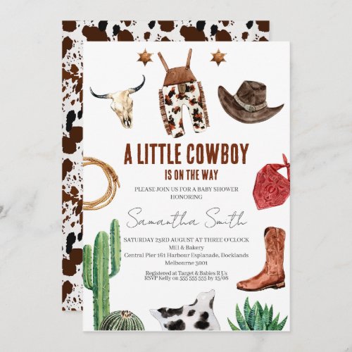 Boys Rustic Little Cowboy Baby Shower Invitation