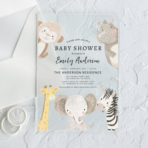 Safari baby shower invitation