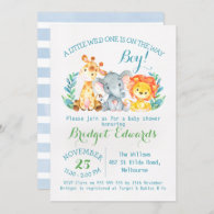 Boy's Safari Animals Baby Shower Invitation