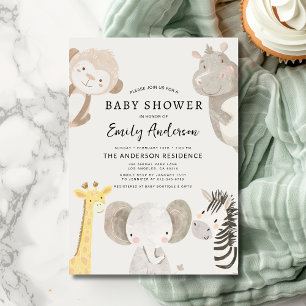 Boys Safari Animals Baby Shower Invitation