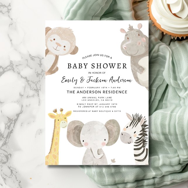 Boys Safari Animals Couples Baby Shower Invitation (Creator Uploaded)