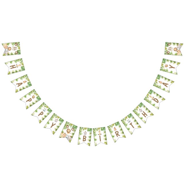 Boys Safari Animals Two Wild 2nd Birthday  Bunting Flags (All)