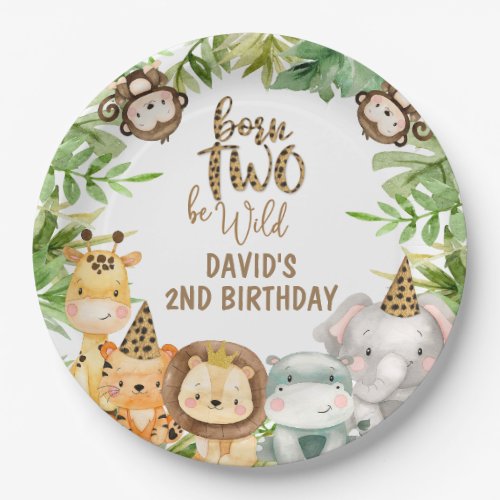 Boys Safari Animals Two Wild Birthday Paper Plate