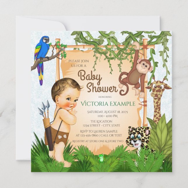 Boys Safari Baby Shower Invitations (Front)