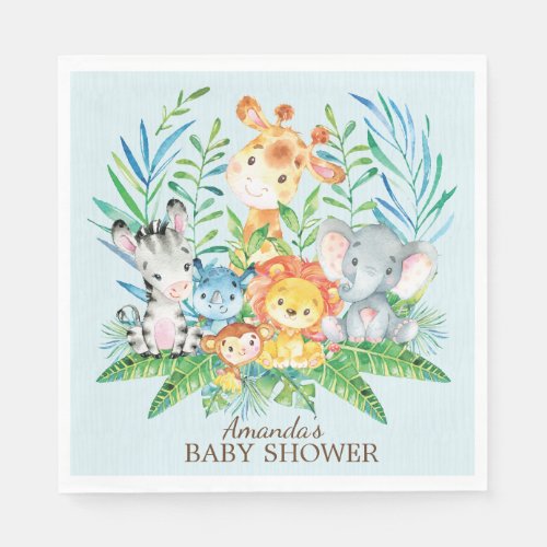 Boys Safari Jungle Baby Shower Paper Napkins