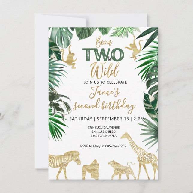 Boys Safari Two Wild Birthday Invitation (Front)