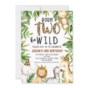 Boys Safari Two Wild Birthday Invitation