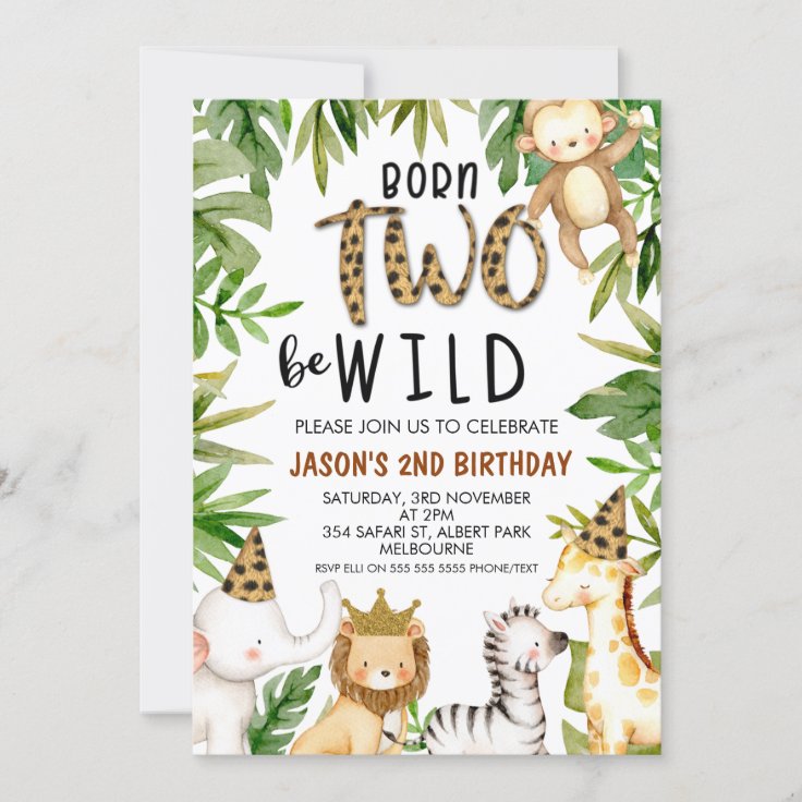 Boys Safari Two Wild Birthday Invitation | Zazzle