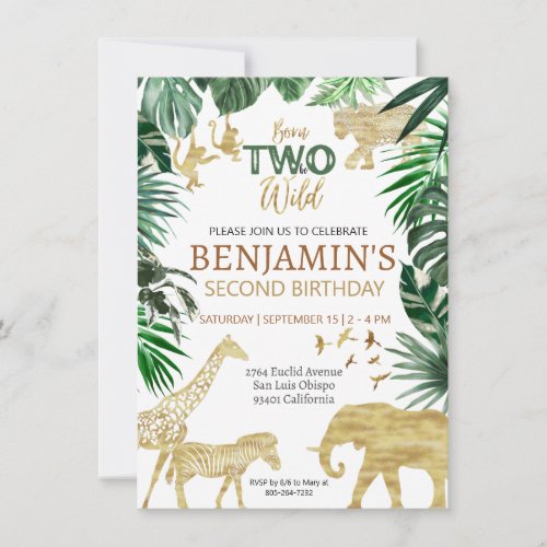 Boys Safari Two Wild Birthday Invitation