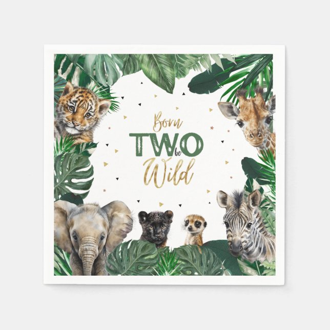 Boys Safari Two Wild Birthday Napkins (Front)