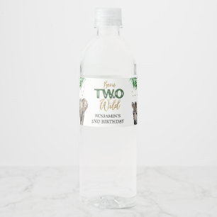 Boys Safari Two Wild Birthday Water Bottle Label