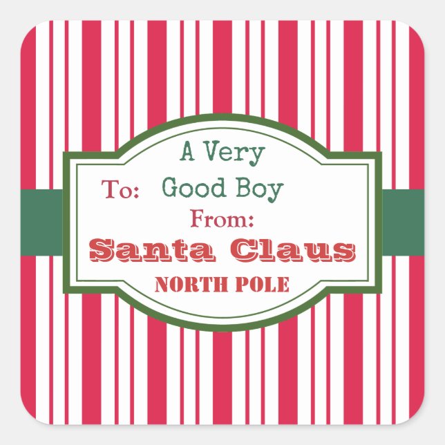 Boys Santa Gift Tag Stickers (Front)