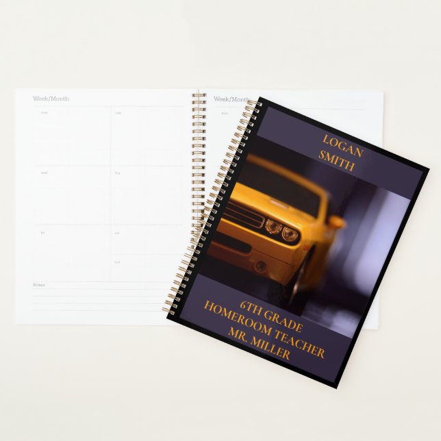  Boys School Class  Yellow Muscle Car Planner (Display)
