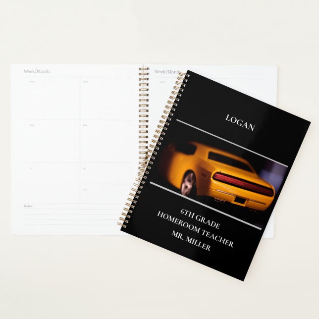 Boys School Class Yellow Muscle Car Planner (Display)