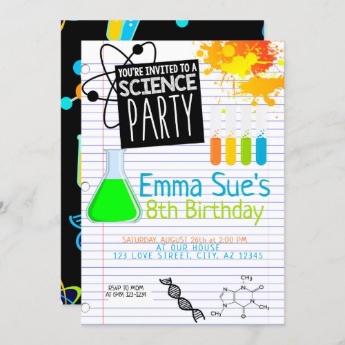 Boys Science Lab Scientist Party Birthday Invitation