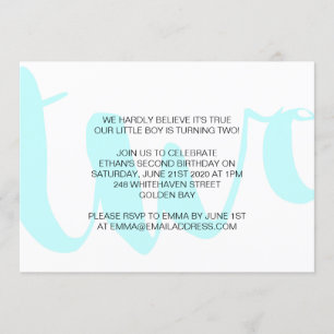 Boys Second Birthday Invitation