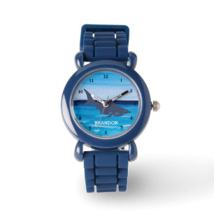 Boys Shark Ocean Fish Cute Modern Blue Kids Watch
