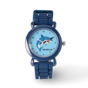 Boys Shark Ocean Fish Cute Modern Blue Kids Watch