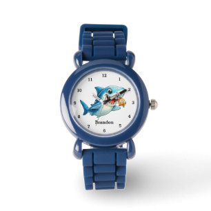 Boys Shark Ocean Fish Cute Modern Blue Kids Watch