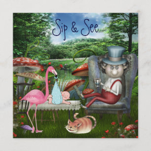 Boy's Sip & See Mad Hatter's Tea Party Baby Shower Invitation