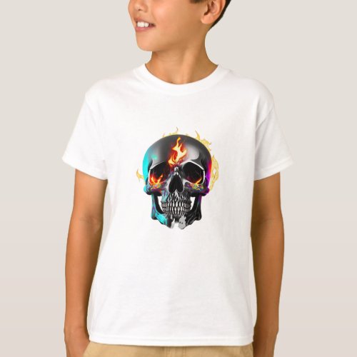 Boys skull  flames t_shirt